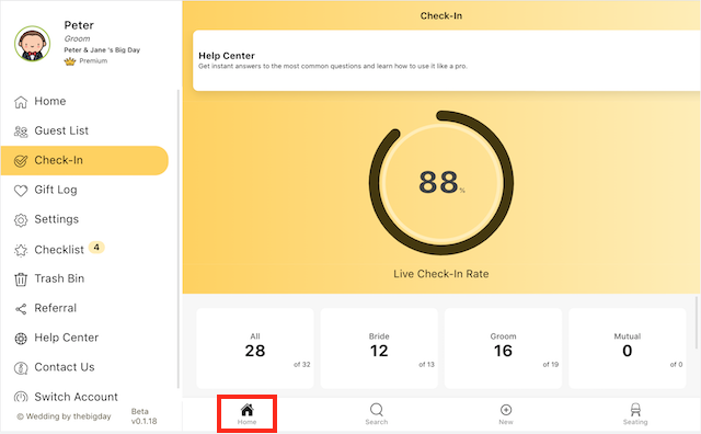 check-in rate