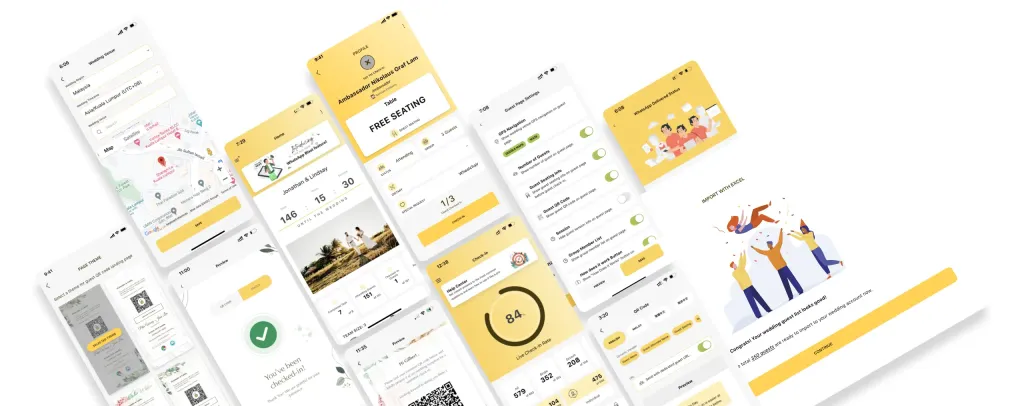 Thebigdays wedding guest-list and check-in app shown on desktop and mobile screens